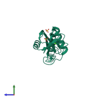 PDB entry 3par coloured by chain, side view.