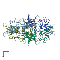 PDB entry 3pay coloured by chain, top view.
