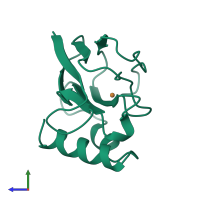 PDB entry 3paz coloured by chain, side view.