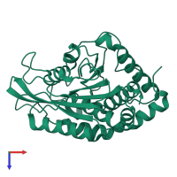 PDB entry 3pb4 coloured by chain, top view.