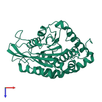 PDB entry 3pb6 coloured by chain, top view.
