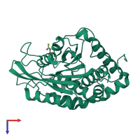 PDB entry 3pb8 coloured by chain, top view.
