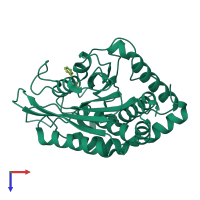 PDB entry 3pb9 coloured by chain, top view.