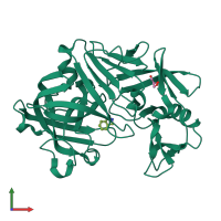 PDB entry 3pbd coloured by chain, front view.