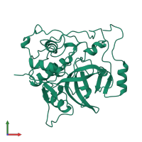 PDB entry 3pbh coloured by chain, front view.