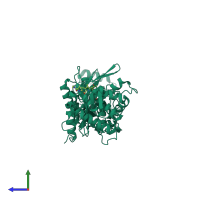 PDB entry 3pbr coloured by chain, side view.