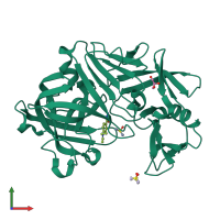 PDB entry 3pbz coloured by chain, front view.