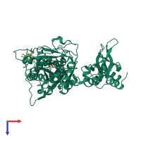 PDB entry 3pc3 coloured by chain, top view.