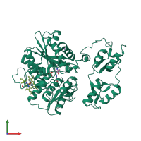 PDB entry 3pc4 coloured by chain, front view.