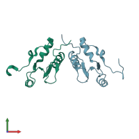 PDB entry 3pc6 coloured by chain, front view.