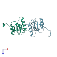 PDB entry 3pc6 coloured by chain, top view.