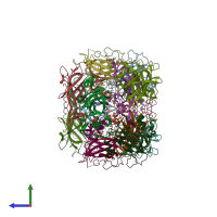 PDB entry 3pcb coloured by chain, side view.