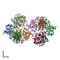 PDB entry 3pce coloured by chain, front view.