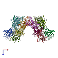 PDB entry 3pce coloured by chain, top view.