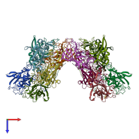 PDB entry 3pcg coloured by chain, top view.