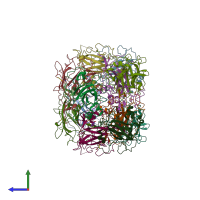 PDB entry 3pcj coloured by chain, side view.