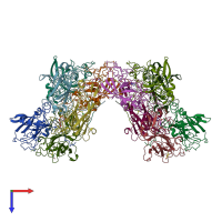PDB entry 3pcj coloured by chain, top view.