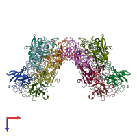 PDB entry 3pcm coloured by chain, top view.