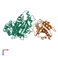 PDB entry 3pcr coloured by chain, top view.