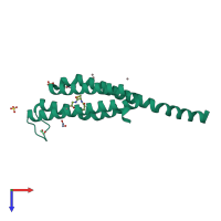 PDB entry 3pcv coloured by chain, top view.