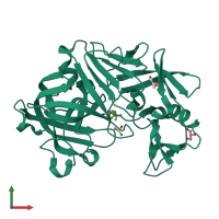 PDB entry 3pcw coloured by chain, front view.