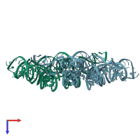 PDB entry 3pdr coloured by chain, top view.