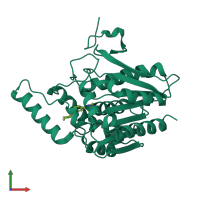 PDB entry 3pe6 coloured by chain, front view.