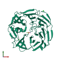 PDB entry 3pe7 coloured by chain, front view.