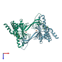 PDB entry 3peh coloured by chain, top view.