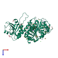 PDB entry 3pei coloured by chain, top view.