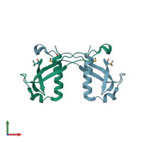 PDB entry 3pes coloured by chain, front view.