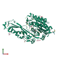 PDB entry 3pfe coloured by chain, front view.