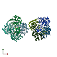 PDB entry 3pg9 coloured by chain, front view.