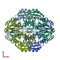 PDB entry 3pga coloured by chain, front view.