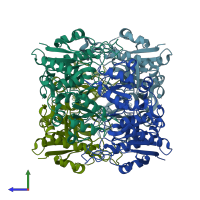 PDB entry 3pga coloured by chain, side view.