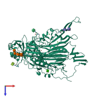 PDB entry 3pgb coloured by chain, top view.