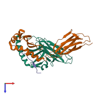 Hetero trimeric assembly 1 of PDB entry 3pgc coloured by chemically distinct molecules, top view.