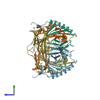 PDB entry 3pgc coloured by chain, side view.