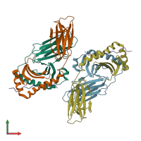 PDB entry 3pgd coloured by chain, front view.