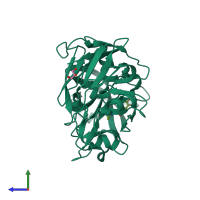 PDB entry 3pgi coloured by chain, side view.