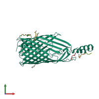 PDB entry 3pgr coloured by chain, front view.