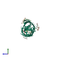 PDB entry 3pgr coloured by chain, side view.