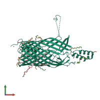 PDB entry 3pgu coloured by chain, front view.