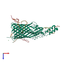 PDB entry 3pgu coloured by chain, top view.