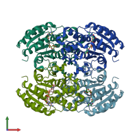 PDB entry 3pgx coloured by chain, front view.