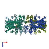 PDB entry 3ph7 coloured by chain, top view.