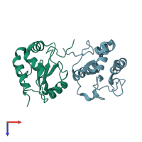 PDB entry 3ph9 coloured by chain, top view.