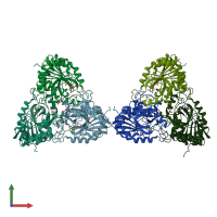 PDB entry 3phb coloured by chain, front view.