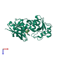 PDB entry 3phh coloured by chain, top view.