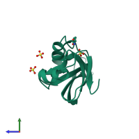 PDB entry 3phn coloured by chain, side view.